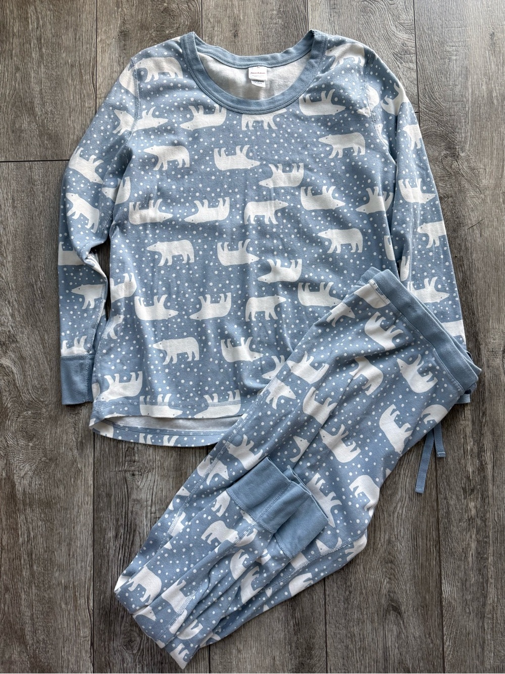 Womens Polar Bear Print Blue Pajama Set